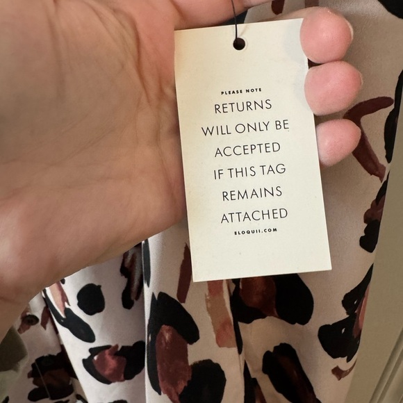 ELOQUII NWT Tan Animal Printed Button Down Shirt with Ruffle Neck Plus Size 16 - Picture 11 of 13